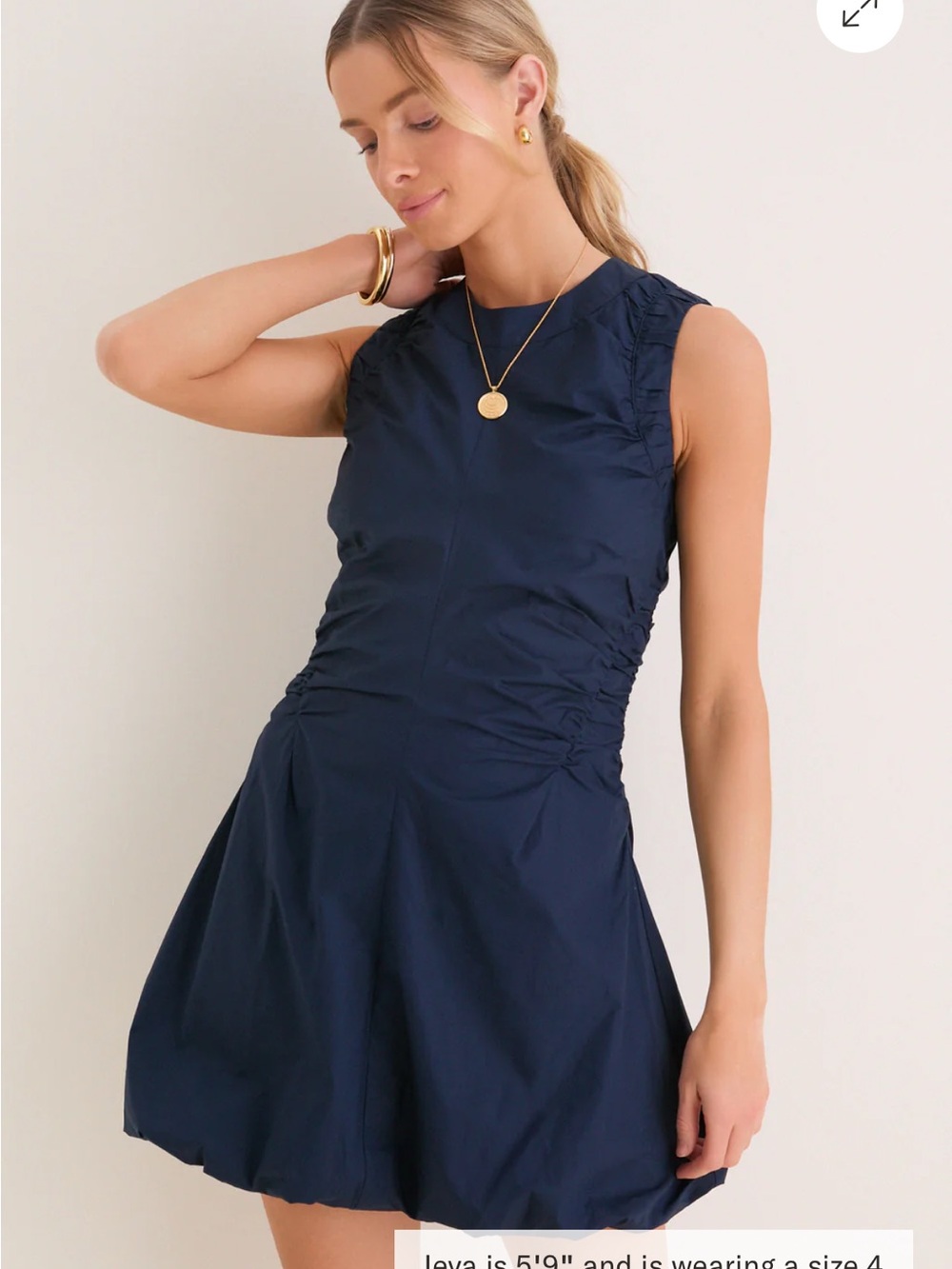 Tuckernuck Navy Sleeveless Ruched Mini Dress